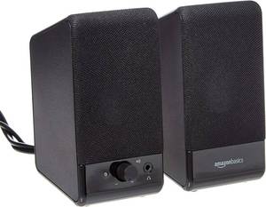 lot 4583 image: Amazon Basics USB-Powered Computer Speakers with Volume Control, Black