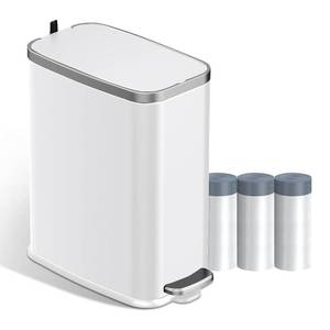 lot 4589 image: KdbK Stainless Steel Bathroom Trash Can with Lid, Soft-Close, 1.6 gal, White