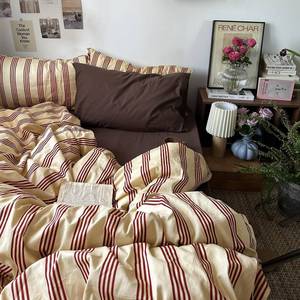 lot 4618 image: mixinni Retro Duvet Cover Set Queen - 100% Natural Cotton, 3-Piece