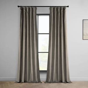lot 4620 image: Plush Velvet Curtains for Living Room (1 Panel) - 50W x 96L, Gallery Taupe
