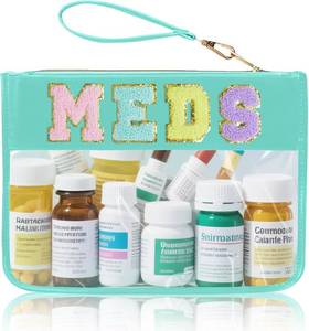 lot 4622 image: Siwara Clear Pouch Travel Makeup Bag, Chenille Letter Zipper Cosmetic Tote