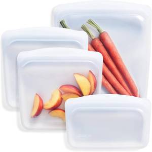 lot 4623 image: Stasher Premium Reusable Silicone Food Storage Bags, 4-Pack, Clear