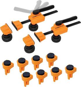 lot 4645 image: POWERTEC 72240 Bench Dog Clamps w 34 Holes, 2pc Quick Clamp