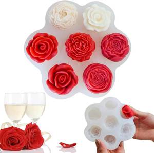 lot 4647 image: 7 Cavity Flower Silicone Molds Valentines Day Candle Mold Candle Fondant