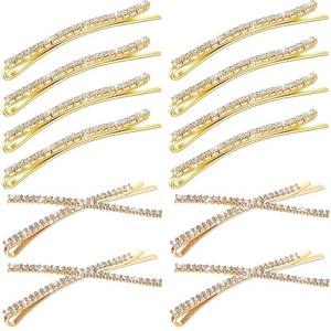 lot 4648 image: WILLBOND 12 Pcs Rhinestone Bobby Pins Crystal Fancy Hair Clips, Gold