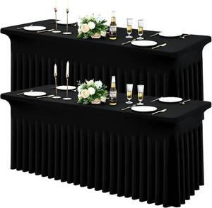 lot 4652 image: Moosfor 2 Pack Spandex Fitted Rectangle Tablecloth, Elastic Table Skirt