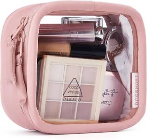 lot 4655 image: BAGSMART Mini Clear Makeup Bag for Women, Cosmetic Case, Blush Pink