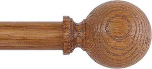 lot 4656 image: Brown Wood Grain Ball Adjustable Curtain Rods, 36-88 Inches, Heavy Duty Iron