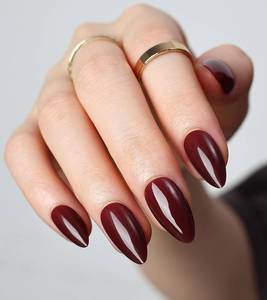 lot 4663 image: Morily Short Press-On Nails Almond, 30Pcs Burgundy, 15 Sizes, Glossy Wine Red