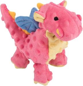 lot 4691 image: goDog Bubble Dragons Squeaky Dog Toy, Chew Guard Tech - Coral, Small
