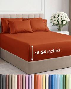 lot 4701 image: Extra Deep King Sheet Set - 6 Piece Breathable Cooling Sheets - Terracotta