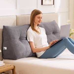 lot 4709 image: IASEAHK Headboard Pillow Queen, Wedge Pillow Headboard, Dark Grey
