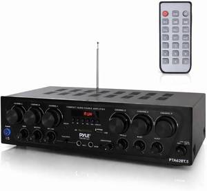 lot 4710 image: Pyle Bluetooth Wireless Home Amplifier - 6-Channel, 750W, 2 Mic wEcho