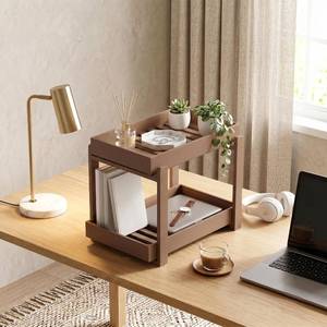 lot 4713 image: Bamboo Under-Sink 2-Tier Pull-Out Cabinet Organizer (Brown, 1 Pack)