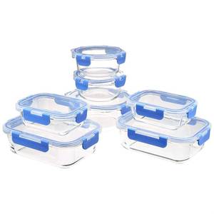 lot 4725 image: Amazon Basics Glass Storage Containers, Leak Proof, Oven Safe, (3-Piece Set ONLY)