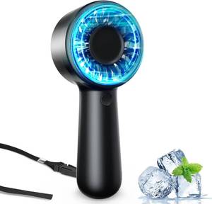 lot 4749 image: Portable Handheld Fan USB Rechargeable, 5 Speeds, Lanyard, Cooling for Travel