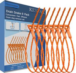 lot 4768 image: Drain Snake Hair Clog Remover, 8 Pack, 25 Inch Barbed Hook