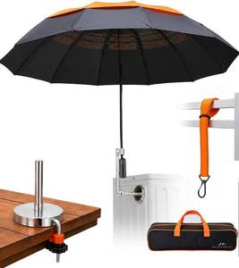 lot 4776 image: Hvac Umbrella with Magnetic Base & Clamp, Outdoor Work Umbrella 60- Orange
