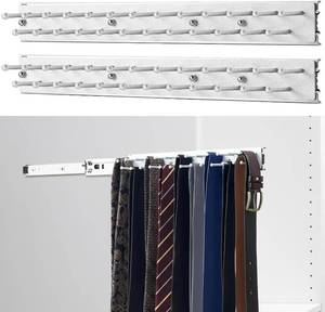 lot 4777 image: Blulu 2 Pcs 13.8 Sliding Tie Rack Hangers for Closet, 25 Tie Each, Silver