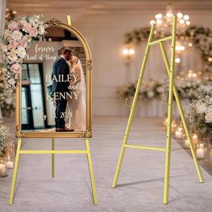 lot 4778 image: Gold Easel Stand for Sign, 47 Heavy Duty Metal Display Easel
