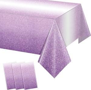 lot 4785 image: FunnyPars 3 Pack Ombre Purple Plastic Tablecloths for Parties, 54x108 in