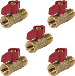 lot 4797 image: MIDLINE VALVE 5 Pack Brass Gas Ball Valve 58 OD Flare x 12 FIP