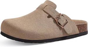 lot 4828 image: KIDMI Unisex Vegan Suede Clogs Mules with Cork Footbed 9-9.5