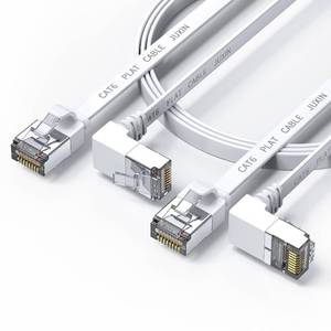 lot 4829 image: 2-Pack Cat6 Ethernet Cable 3ft Flat Right-Angle RJ45 Patch Cord, 90