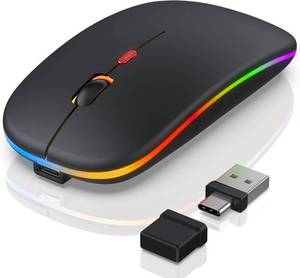 lot 4858 image: Bluetooth LED Wireless Mouse for MacBook Air & iPad Pro - Slim RGB BT 5.2