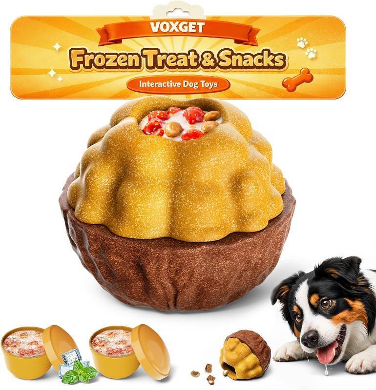 lot 3355 image: Interactive Dog Frozen Treat Toy for Chewers, Enrichment Puzzle Treat Dispenser with Small Popsicle Molds for Medium Large Dogs Keep Busy, Chew Toy for Puppy Teething Reduce Anxiety -Brown