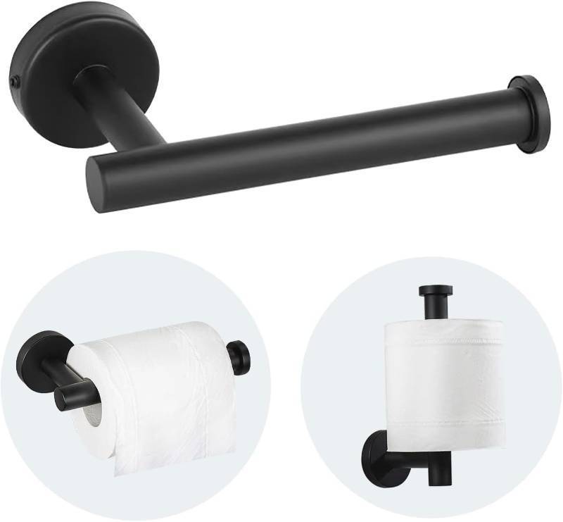 lot 3396 image: Toilet Paper Holder - SUS 304 Stainless Steel Toilet Paper Holder Wall Mount, Toilet Paper Roll Holder for Bathroom, Kitchen, Washroom - Matte Black
