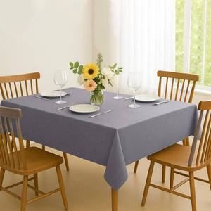 lot 78880 image: Rectangular Tablecloth Imitation Linen Textured Waterproof and Stain-Resistant Tablecloth Wrinkle-Resistant Decorative Fabric, 60x120 Inch, Grey