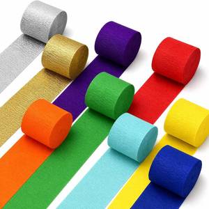 lot 78908 image: 9 Rolls Crepe Paper 738Ft Pack of Rainbow Streamers for Party  DIY Decor