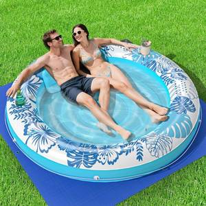 lot 78912 image: Inflatable Tanning Pool Lounger Float with Protection Tarp, 75 x 75 Pool Floats Adult with Pillow, 6 in 1 Suntan Tub Raft Floatie, Sunbathing Water Lounge Blow Up Pool Kids Ball Pit Party Gifts - PINK