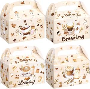 lot 48604 image: FunooFuno 12 Pcs Coffee Baby Shower Favors Gift Gable Boxes with Handles a Baby Is Brewing Brown Small Candy Treat Boxes Goodies Bags for Shower Birthday Gender Reveal Party Supplies 4 Styles
