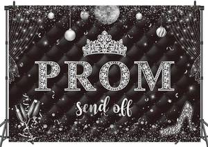 lot 48610 image: Black and Silver Prom Send Off Backdrop 8x6ft
