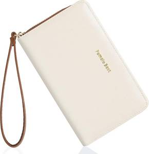 lot 48611 image: Pomelo Best Womens Wallet Leather RFID Blocking Credit Card Holder with Coin Pocket Zip Around Wristlet Medium Purse for Ladies - BLUE