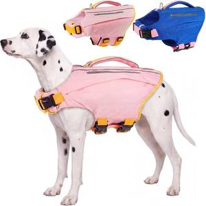 lot 48625 image: Kuoser Dog Life Jacket, High Flotation Pet Swim Vest with Rescue Handle, XL, Pink