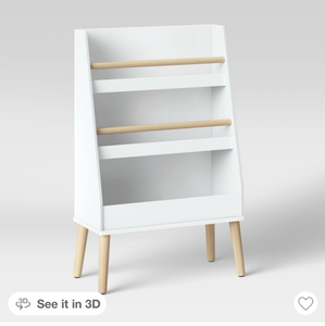 lot 345 image: Modern Tall Three Shelf Kids Bookshelf Dark Gray - Pillowfort MDF Frame, 3 Shelves, Baby Bookcase, 37.44 Height Retail $150 - Retail $150