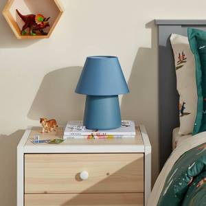 lot 352 image: Mini Kids Table Lamp Blue - Pillowfort Ceramic Accent, Drum Shade, ETL Listed, 60W Max, Inline Switch - Retail $25