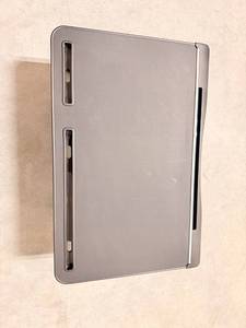 lot 435 image: Bed Laptop Table Adjustable Foldable Laptop Stand  BlackStable Aluminum Frame, Storage Drawer & Tablet Slot, Portable Laptop Stand for Working Eating Reading on Bed Sofa Floor - Retail $60