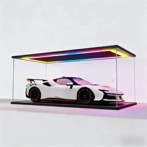 lot 444 image: Sheenory Clear Acrylic Display Case with RGB LED Light,Dustproof Showcase Display Box for 18,112Scale Diecast Model Car and Lego F1 Technic and Collectibles (18 Scale 23.6x11.8x9.4inch,60x30x24cm) - Retail $87