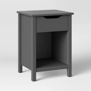 lot 480 image: Osa Kids Nightstand Gray - Pillowfort Bedside Table with Drawer, Storage, Anti-Tip Hardware, Particle Board Retail $100 - Retail $100