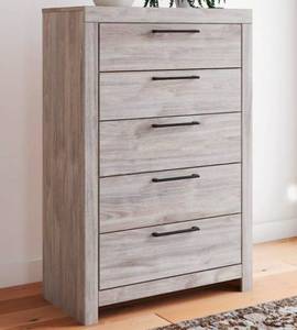 lot 21017 image: 5-Drawer Chest Gray Wood Finish SKU 69897478 - Retail $200