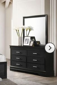 lot 21030 image: Black Dresser with 6 Drawer - Retail $400