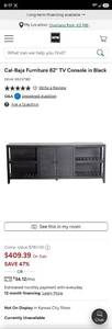 lot 21033 image: Cal-Baja Furniture 72 TV Console in Black - Retail $350
