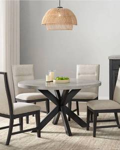 lot 21035 image: Mayberry Hill Axel Dining Table in Light Grey and Espresso NO CHAIRS  - Retail $500