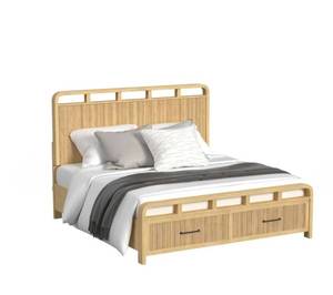 lot 21039 image: Mayberry Hill Ridgemont King Storage Bed in Natural Brown No drawers  - Retail $1,000