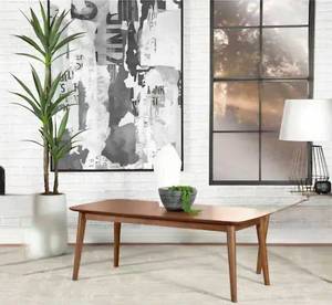 lot 21044 image: Coffee Table Rectangular Wood Top Tapered Legs- missing a leg - Retail $200