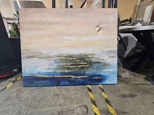 lot 21045 image: Abstract Landscape Painting with Gold Accents Canvas Art - Retail $100